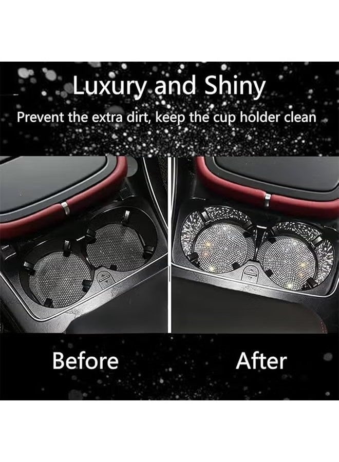4pcs Bling Car Cup Holder Coaster, Anti-Slip Shockproof Universal Fashion Car Coasters Insert Bling Crystal Rhinestone Automotive Interior Accessories for Women - Image 5